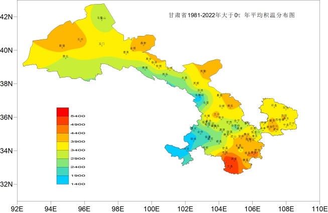甘肃省1981—2022年积温特征分析(图1)